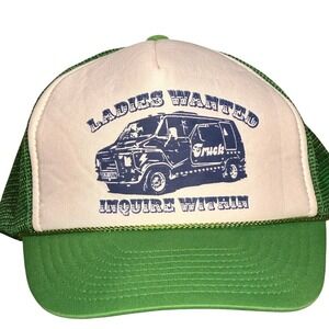 Nissun Cap Trucker Hat Mens OSFA Green Ladies Wanted Inquire Within Van 1980s